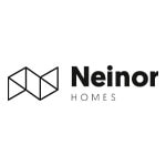Logotipo de Neinor Homes con un diseño geométrico a la izquierda y el nombre de la empresa en letras negras en negrita a la derecha.